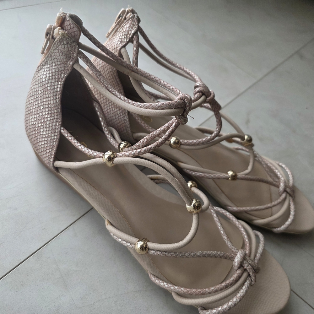 Aldo Blush and Gold Braided Sandals